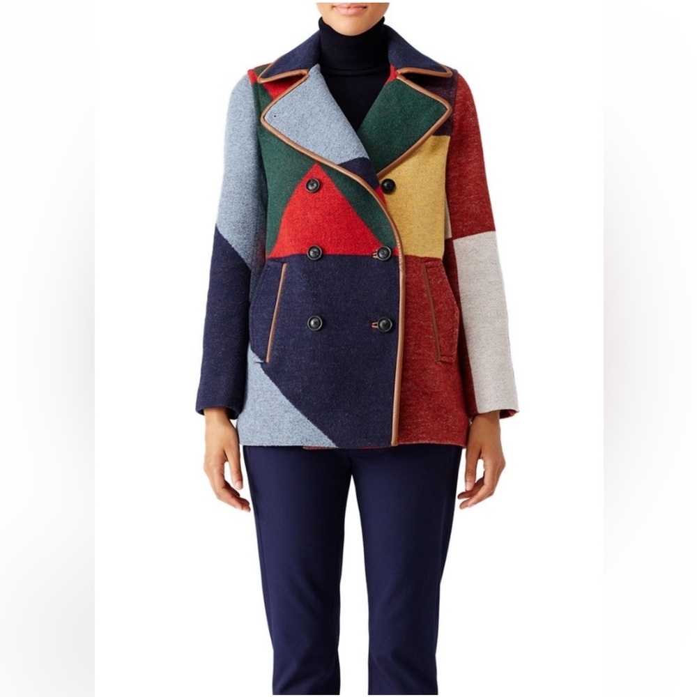 Tory Burch Patchwork Multicolor Peacoat Size M
